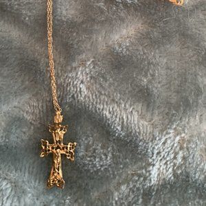 Elegant Gold Cross Pendant Necklace 10K Gold